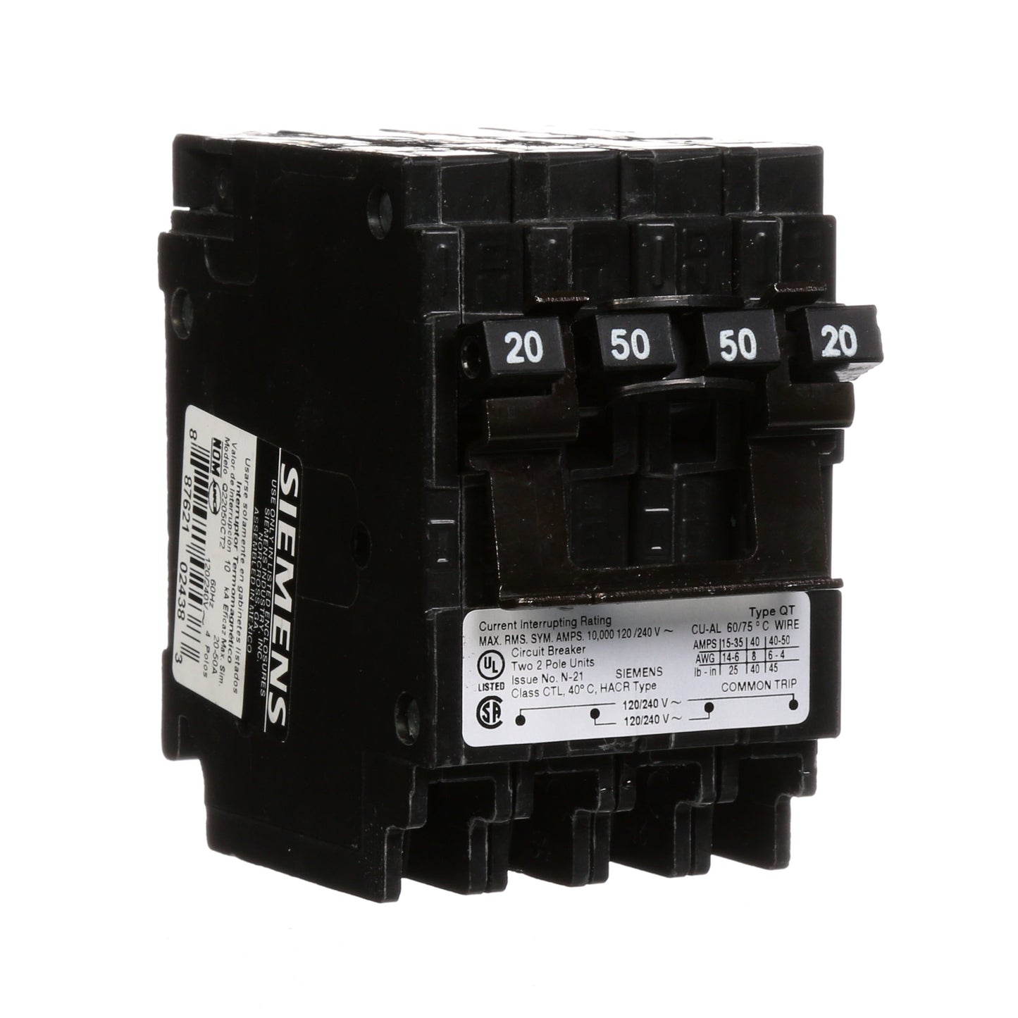 Siemens Q22050CT2 Circuit Breaker | Q Series QT 240V 50A
