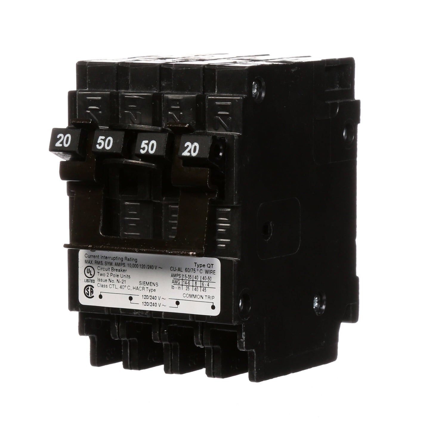 Siemens Q22050CT2 Circuit Breaker | Q Series QT 240V 50A