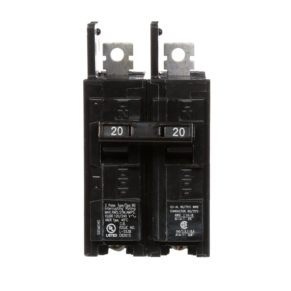 BQ2B020 - SIemens Bolt-On 20 Amp 2 Pole Circuit Breaker - Essential Electric Supply