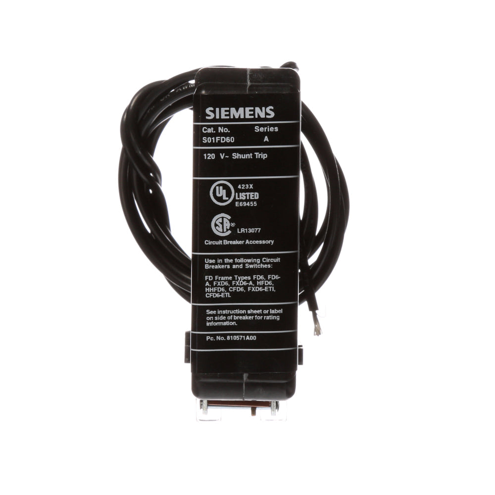 S01FD60  Siemens  Circuit Breaker Shunt Trips  110/120VAC - Essential Electric Supply