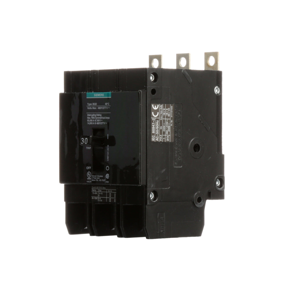 BQD330 - SIemens Bolt-On 30 Amp 3 Pole Circuit Breaker - Essential Electric Supply