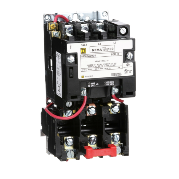 8536SAO12V02S Square D Class 8536 Motor Starter 3 pole 3 phase 600V 9A 110V coil - Essential Electric Supply