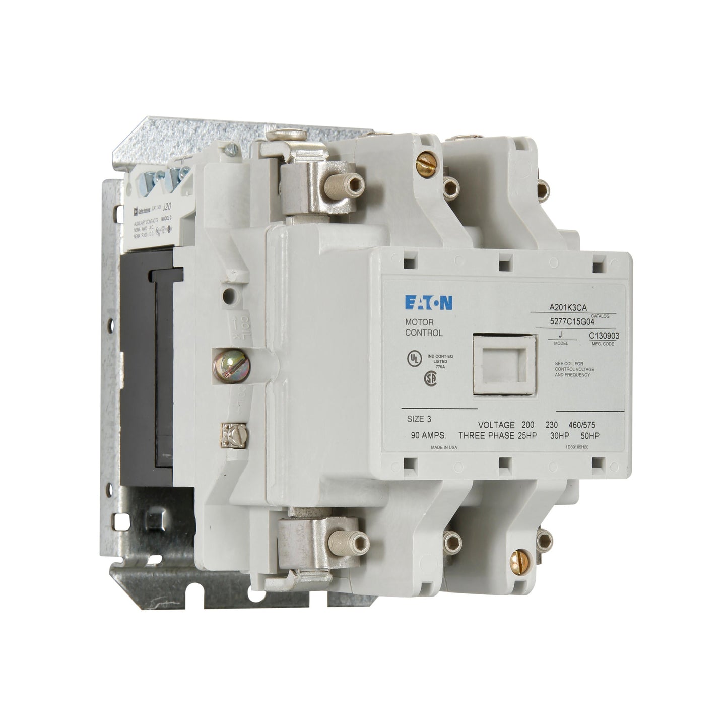 A201K3CA Cutler Hammer A200 Series Contactor 600V 90A 120V Coil - Essential Electric Supply