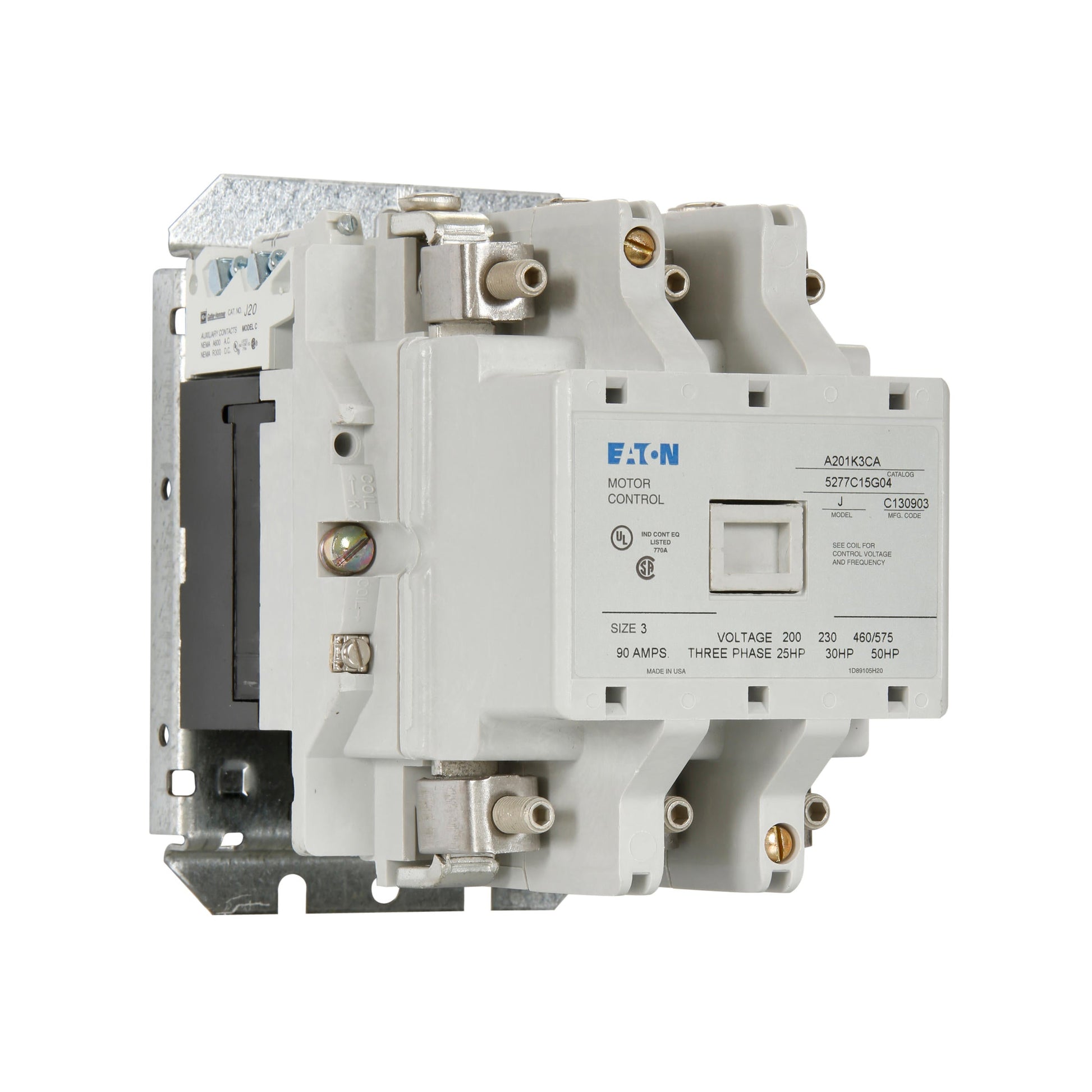 A201K3CA Cutler Hammer A200 Series Contactor 600V 90A 120V Coil - Essential Electric Supply