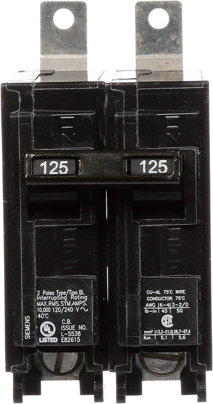B2125 - SIemens Bolt-On 125 Amp 2 Pole Circuit Breaker - Essential Electric Supply