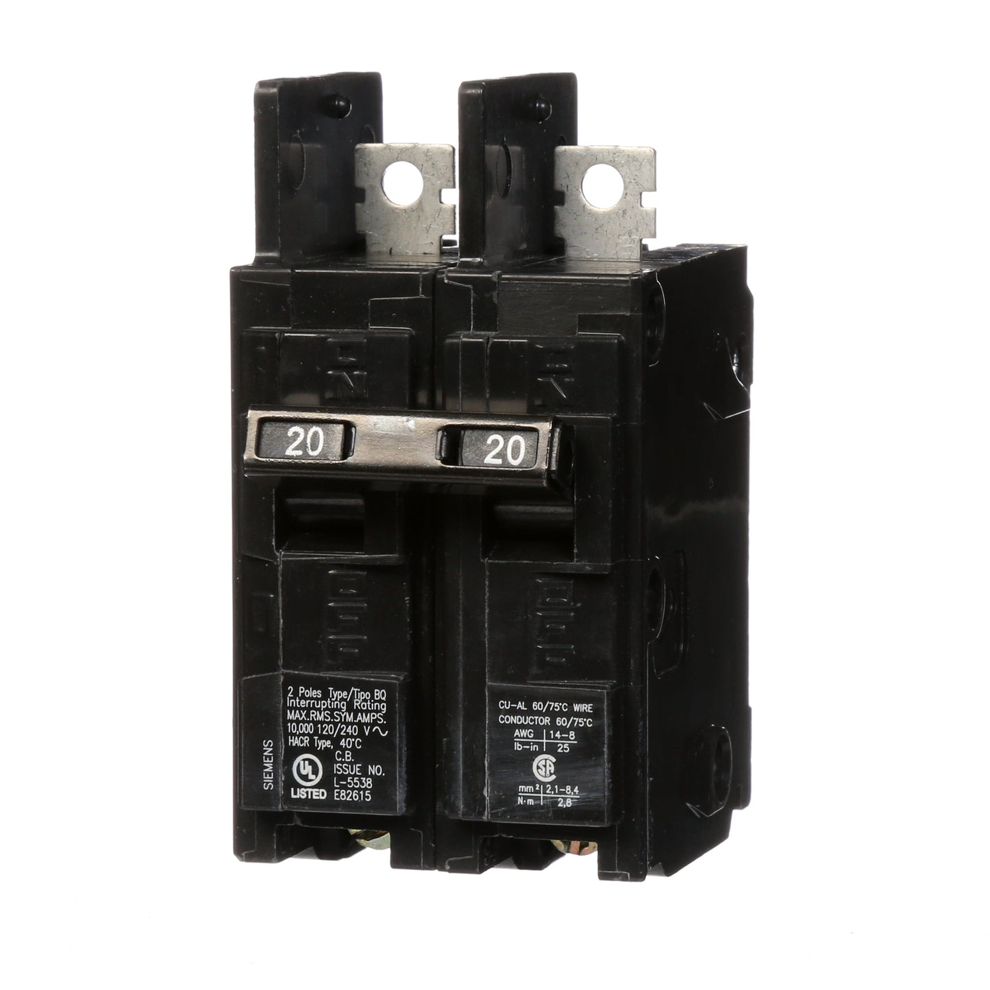 Siemens BQ2B020 Circuit Breaker | BQ Series BQ 120/240 VACV 20A