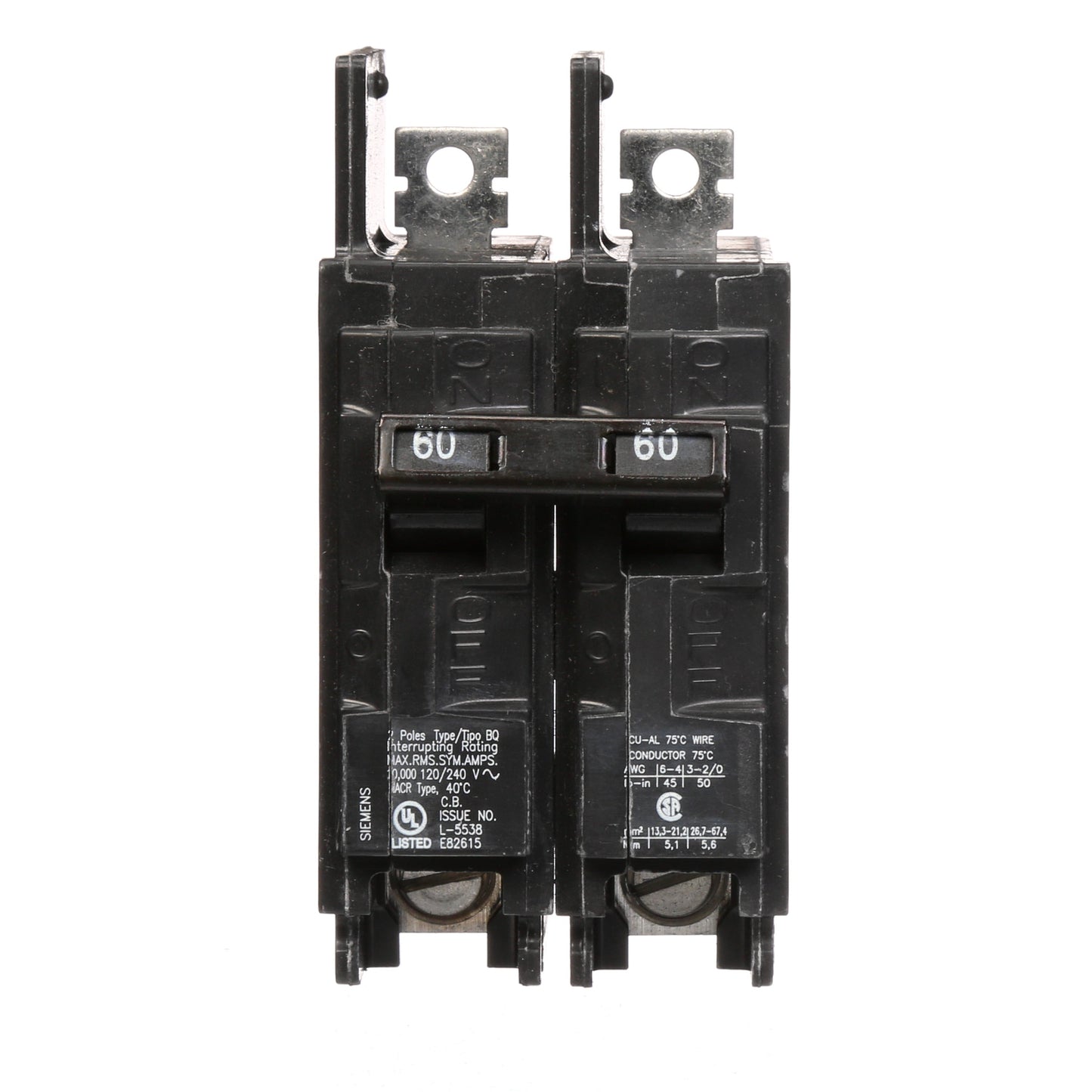Siemens BQ2B060 Circuit Breaker | BQ Series BQ 120/240 VACV 60A