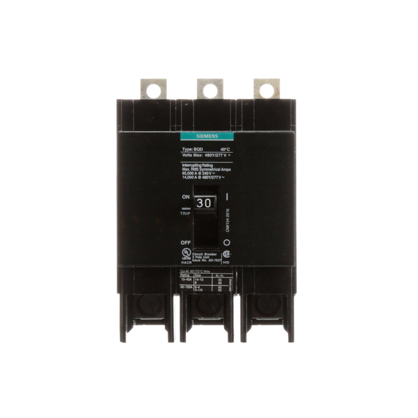 Siemens BQD330 Circuit Breaker | BQD Series BQD 480VACV 30A