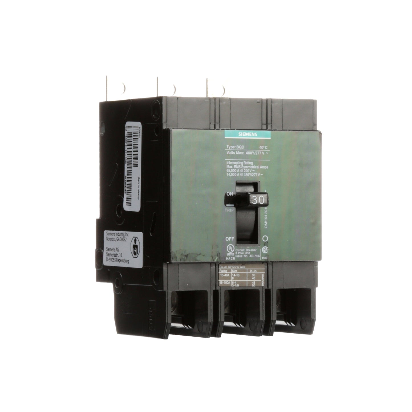 Siemens BQD330 Circuit Breaker | BQD Series BQD 480VACV 30A