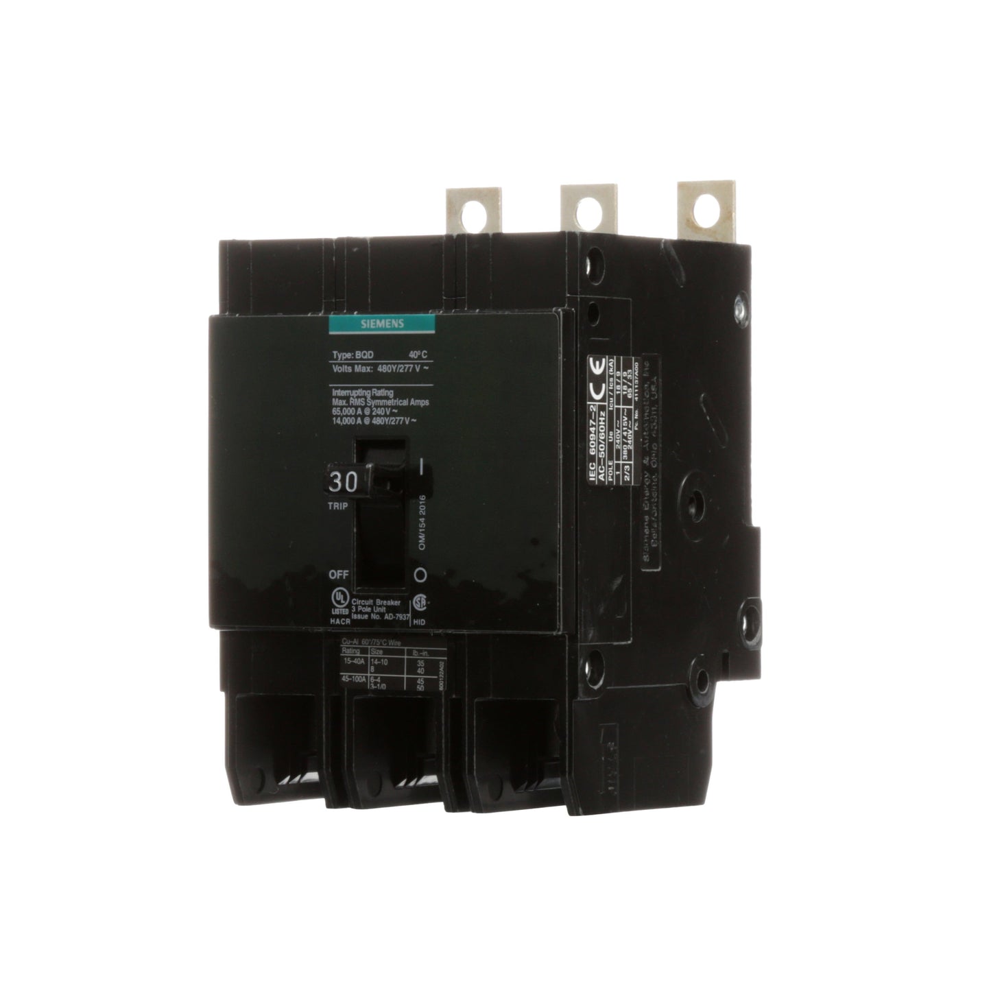 Siemens BQD330 Circuit Breaker | BQD Series BQD 480VACV 30A