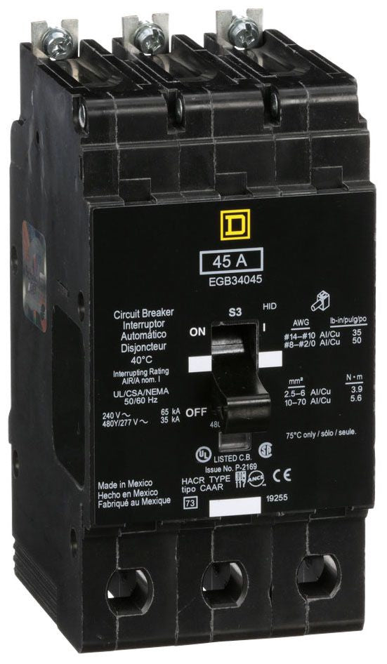 EGB34045 - Square D/ Schneider Electric Bolt-On 45 Amp 3 Pole Circuit Breaker - Essential Electric Supply