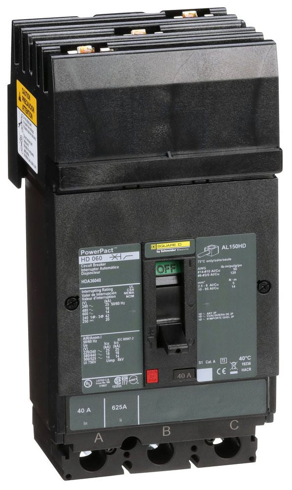 HDA36040 - Square D I-Line Style Plug-In 40 Amp 3 Pole Circuit Breaker - Essential Electric Supply