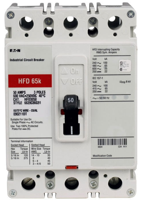 HFD3080 - Westinghouse/ Eaton/ Cutler Hammer Bolt-On 80 Amp 3 Pole Circuit Breaker - Essential Electric Supply