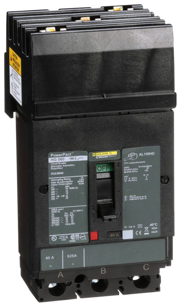 HGA36040 - Square D I-Line Style Plug-In 40 Amp 3 Pole Circuit Breaker - Essential Electric Supply