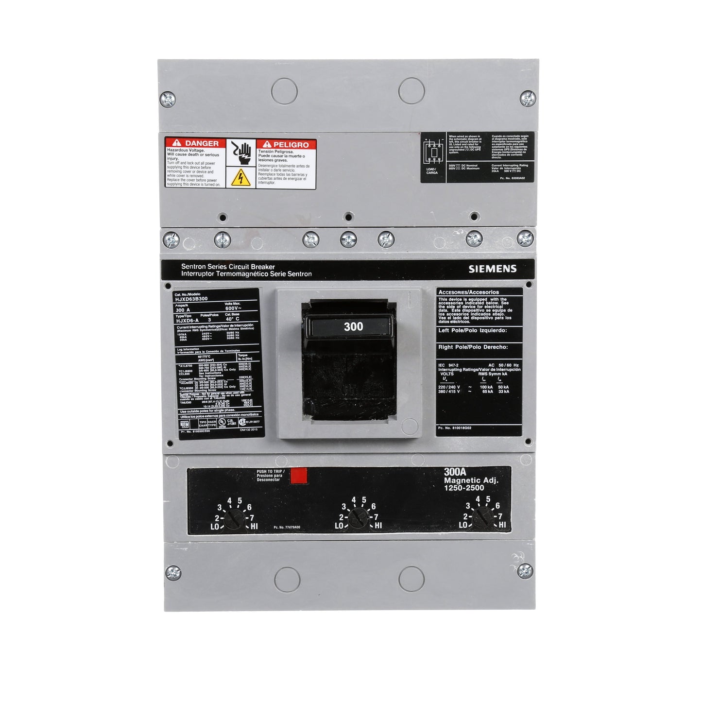 Siemens HJXD63B300 Circuit Breaker | Sentron Series HJXD 600V 300A