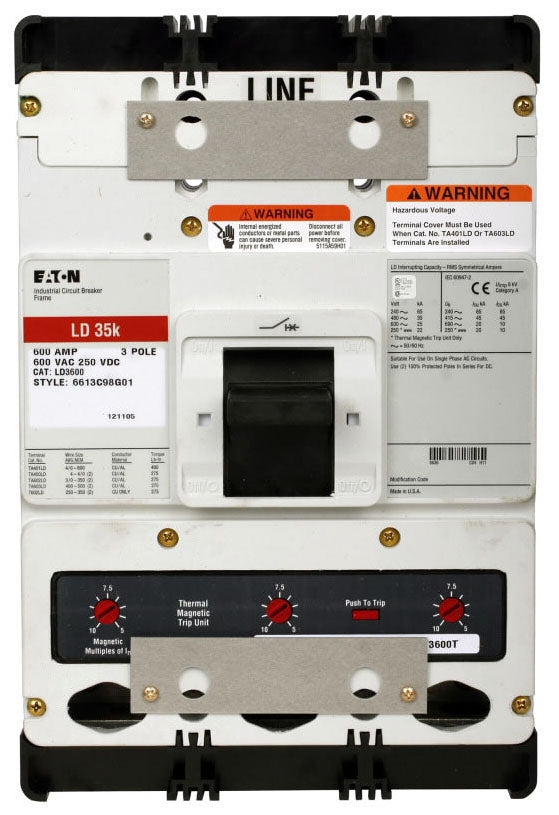 LD3450 - Cutler Hammer/ Westinghouse/ Eaton Feed-Thru 450 Amp 3 Pole Circuit Breaker - Essential Electric Supply
