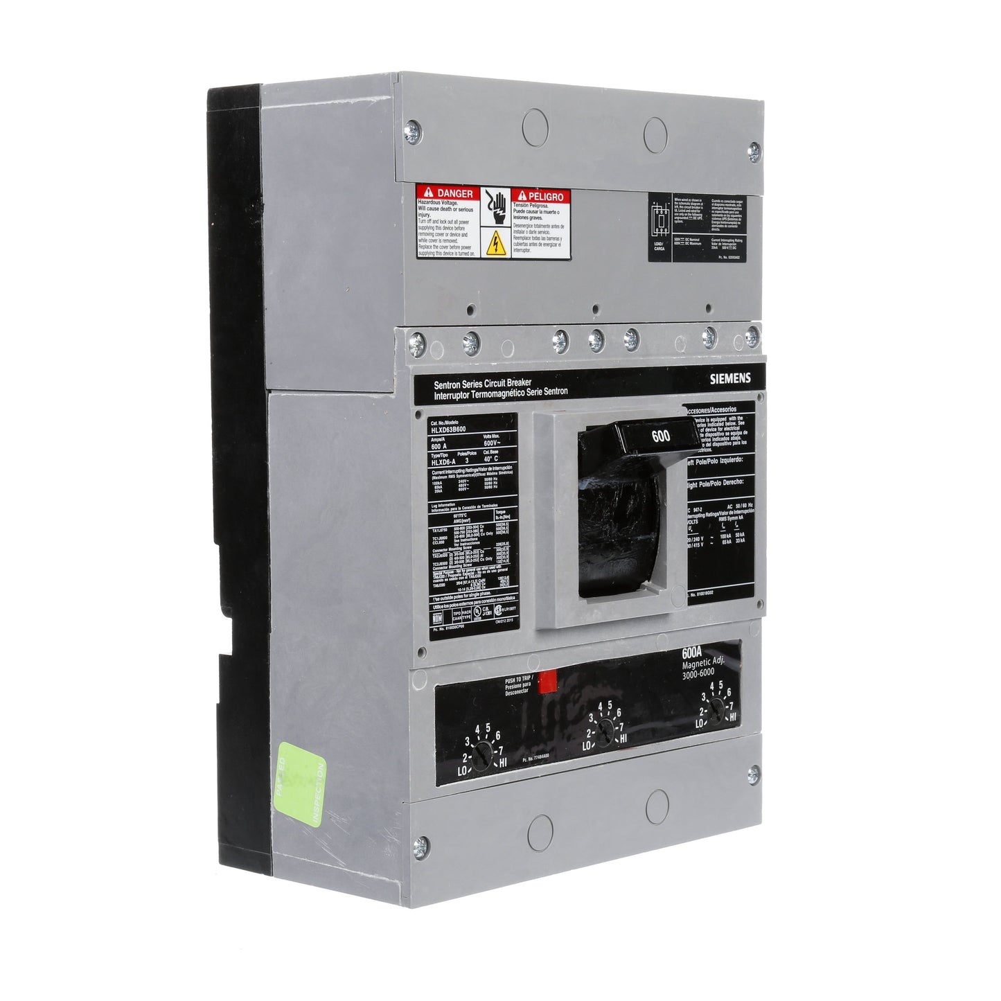 Siemens HLXD63B600 Circuit Breaker | 600V 600A 3 Pole 65kA@480V Sentron Series