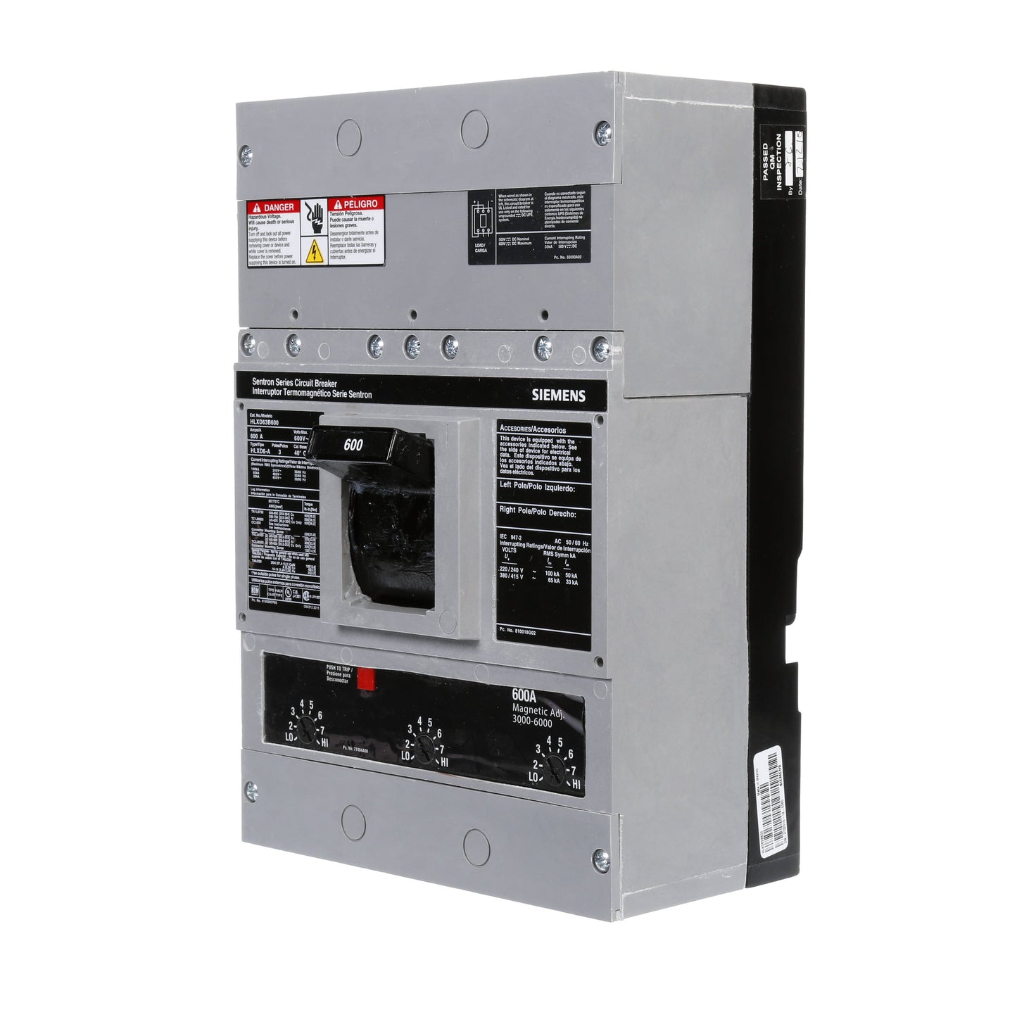 Siemens HLXD63B600 Circuit Breaker | 600V 600A 3 Pole 65kA@480V Sentron Series