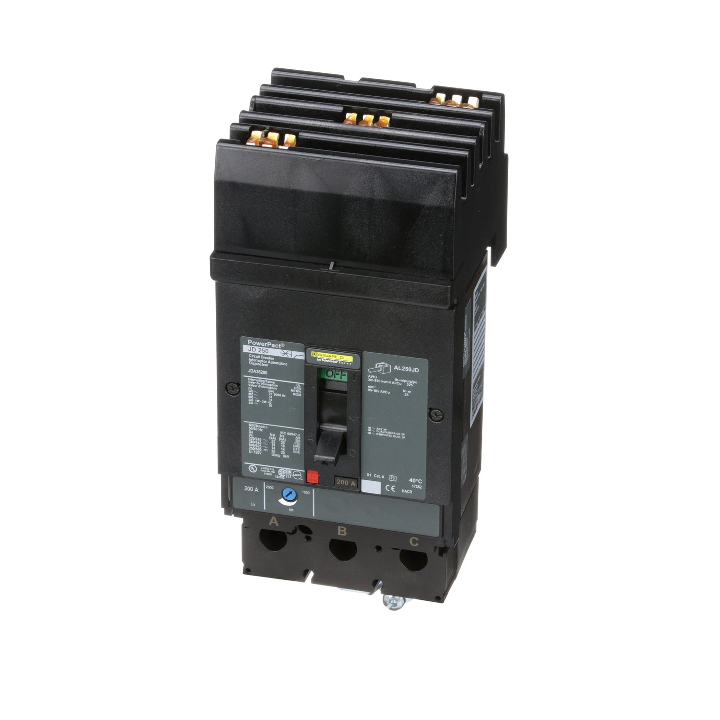Square D JDA36200 Circuit Breaker | Powerpact JDA 600V 200A