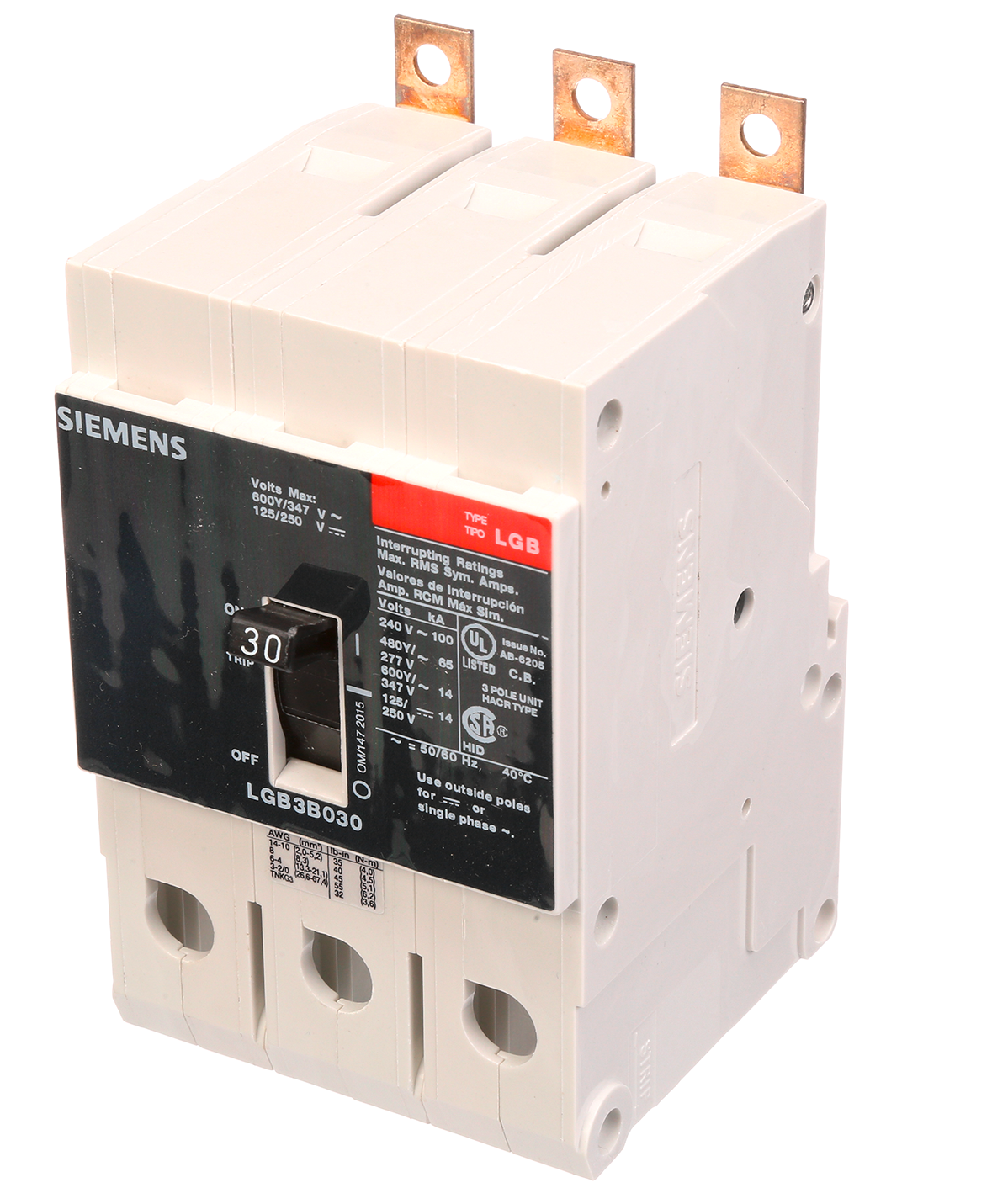 Siemens LGB3B030B Circuit Breaker | VL Series LGB 600V 30A