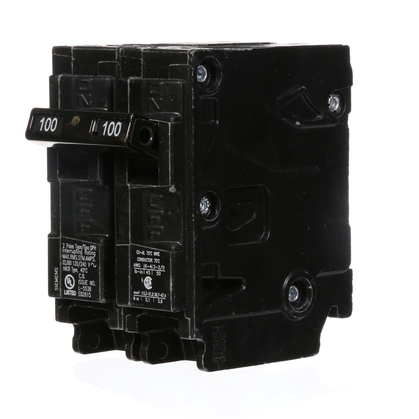 Siemens Q2100H Circuit Breaker | 240V 100A 2P 22kA@240V Plug-In Q Series