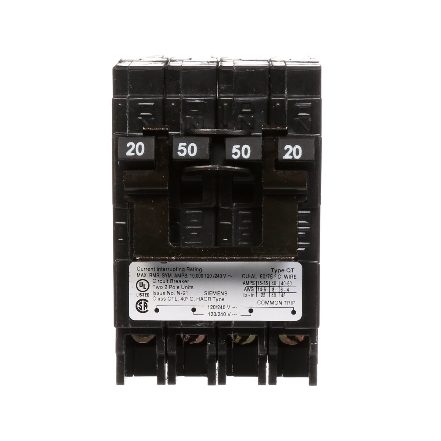 Siemens Q22050CT2 Circuit Breaker | Q Series QT 240V 50A
