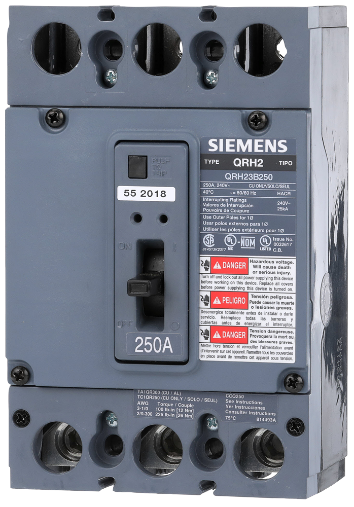 Siemens QR23B225 Circuit Breaker | 240V 225A 3P 10kA@240V Bolt-On QR Series