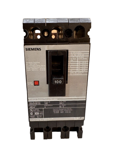 HED43B100L - SIemens Feed-Thru 100 Amp 3 Pole Circuit Breaker - Essential Electric Supply